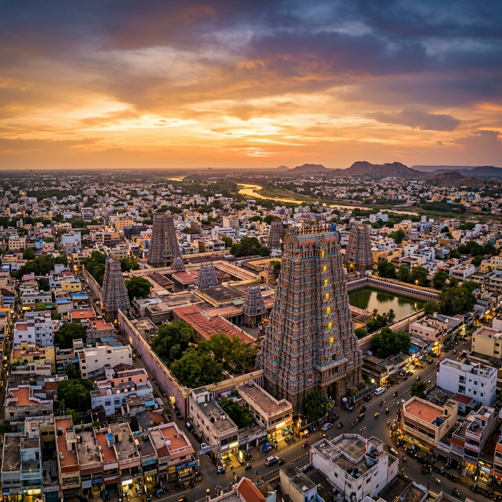 Beautiful view of Madurai Meenakshi Temple
